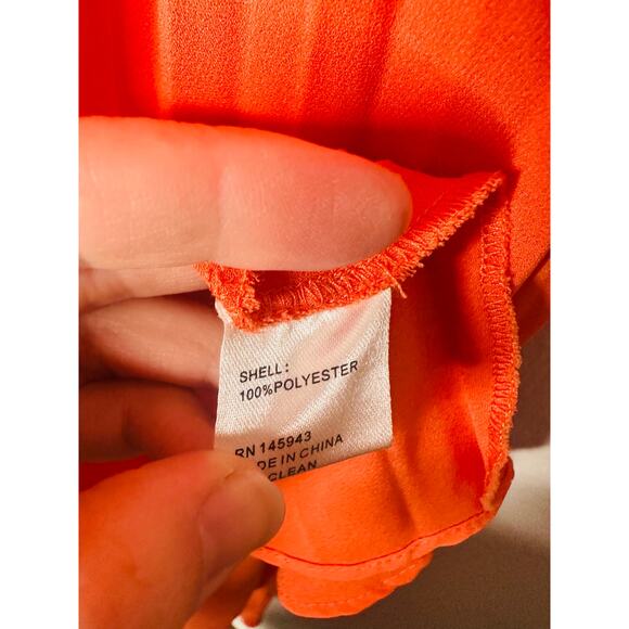 TOME COLLECTIVE Burnt Orange Accordion Pleated Mock Neck Midi Dress Size Small - Picture 6 of 9